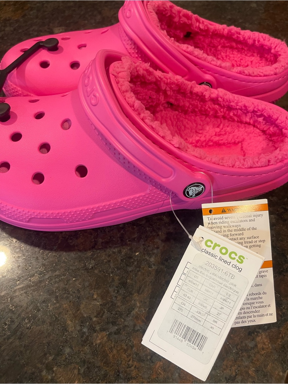 CROCS Fuzzy Lined Clog - Electric Pink - Picture 2 of 5
